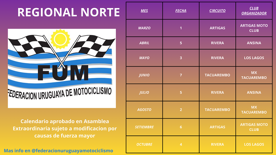 CALENDARIO NORTE 2026